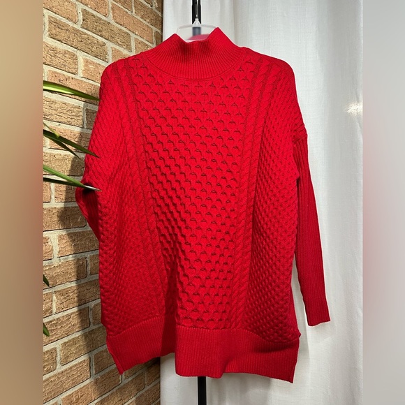 Crown & Ivy red knit sweater mock neck - Large - Picture 1 of 6